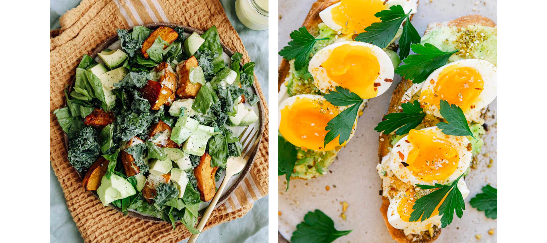 Energy recipes - gut salad & eggs on toast