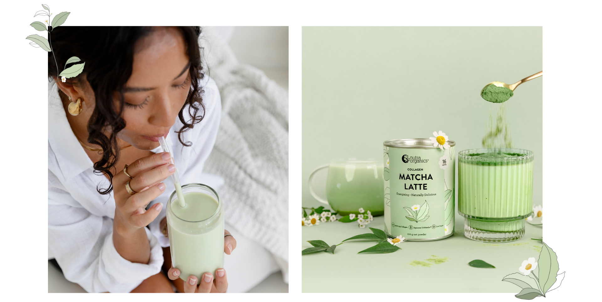 Collagen Matcha Latte girl drinking