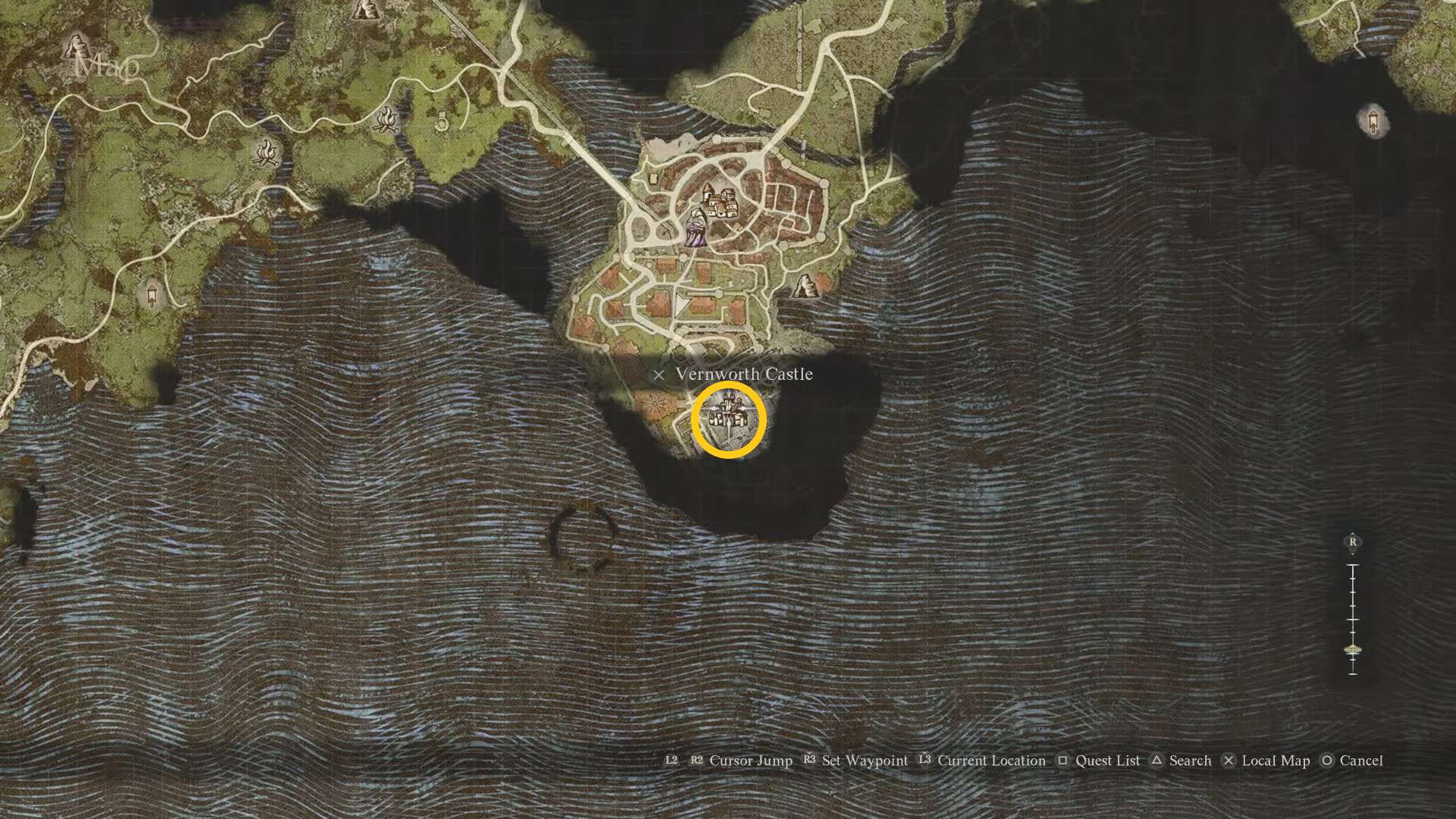 Localização do Castelo Vernworth em Dragon's Dogma 2