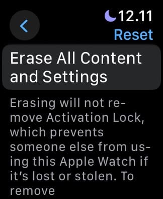 Apague todo o conteúdo e configurações do seu Apple Watch