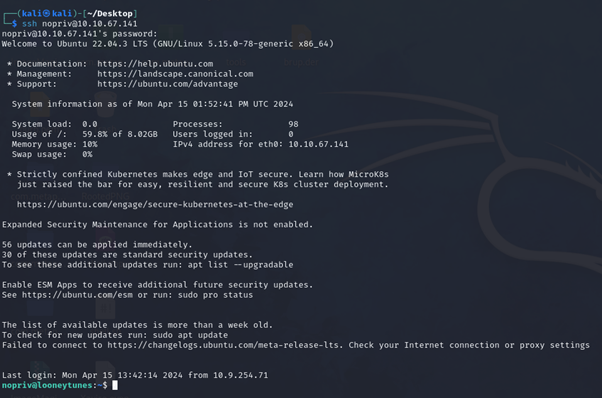 Zerolynx: conexión por SSH a la máquina vulnerable