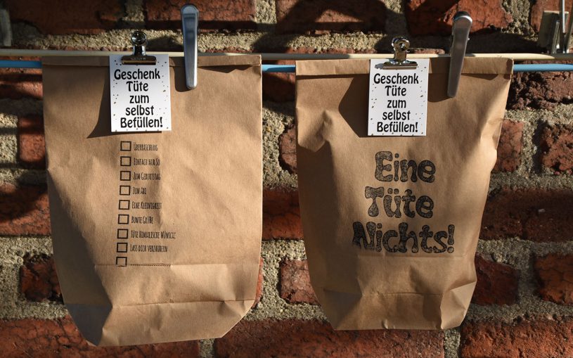 Wunderle, Wundertüte, Geschenktüte zum selbst befüllen, Geschenkideen, warmherzige Mitbringsel, liebevolle kleinigkeiten, gefertigt in Werkstätten für behinderte Menschen, Packpapiertüten, selbst bestückt