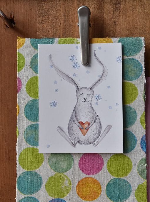 Wunderle, Wunderle Schneehasen Postkarte, geklemmt, DIY, schnell gemacht, Kleiner Gruß