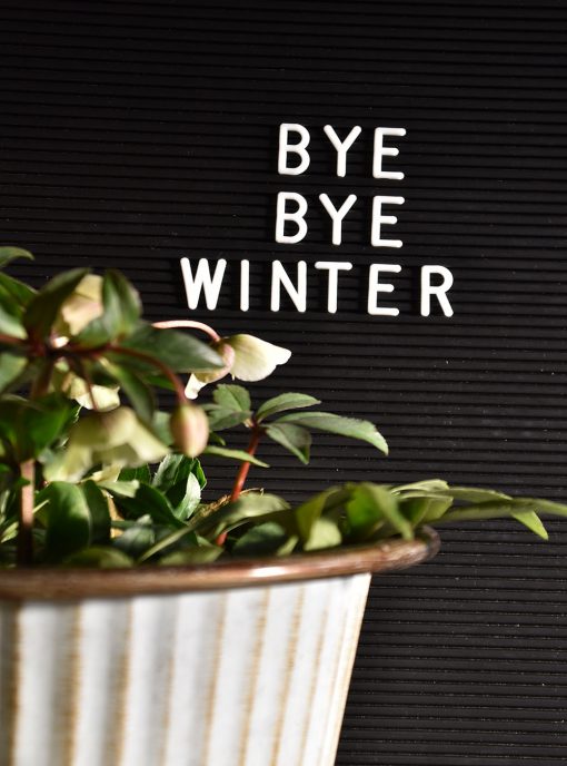 Letterboard, Bye Bye Winter, Jahreszeitenwechsel, Dazwischending, soll gehen