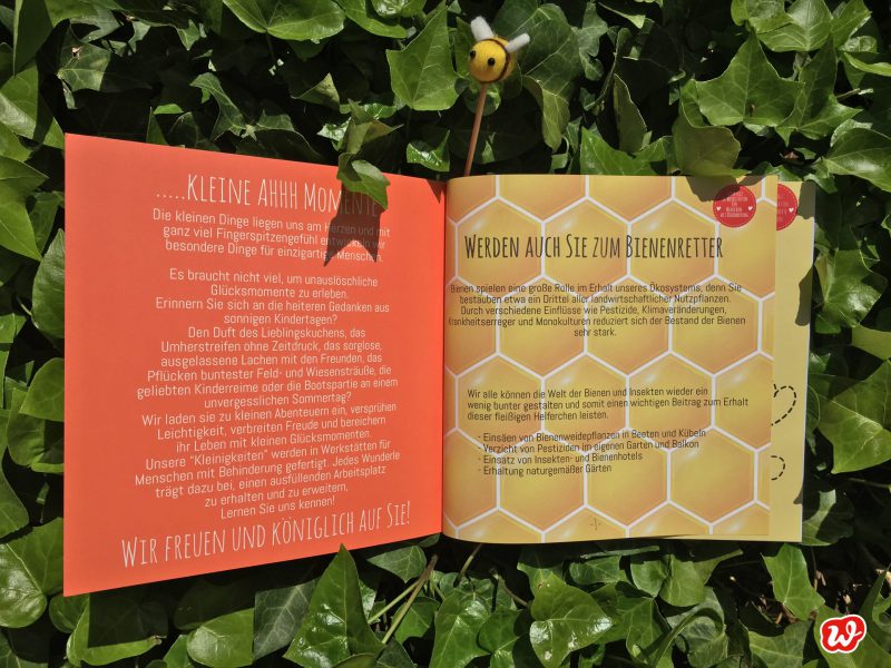 Wunderlekatalog, Bienenrettung, Save the bees, Bienenretter, Geschenke, Geschenkideen, gefertigt in Werkstätten für Menschen mit Behinderung