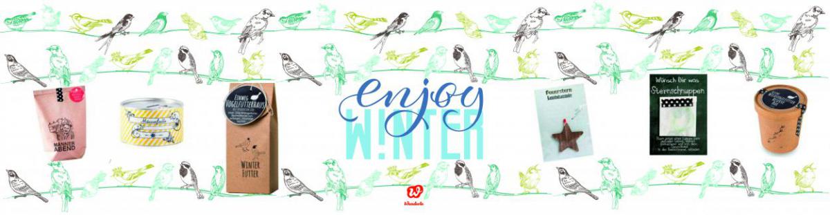 Enjoy winter, Illustration mit Wunderle-Produkten, Vögel