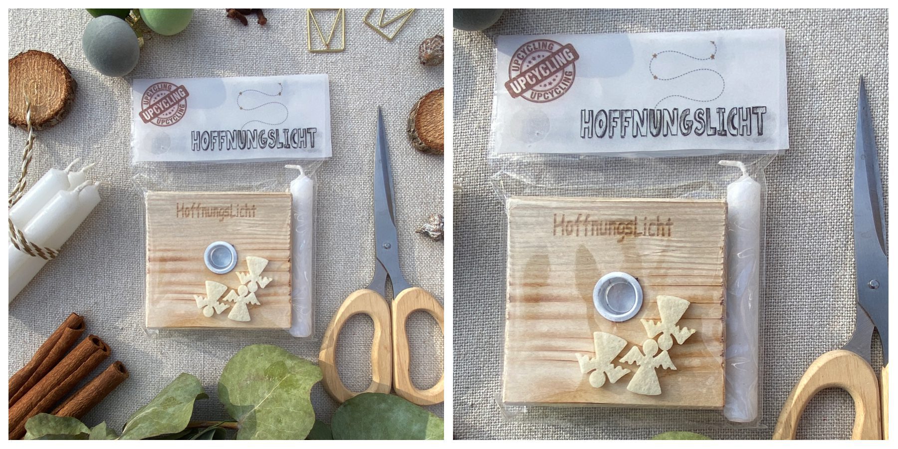 2er Kollage Wunderle Hoffnungslicht in Flatlay Manier