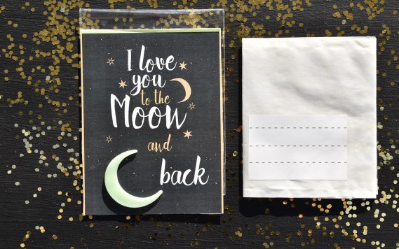 Wunderle, Wundertüte, Wunderle Postkarte, I love you to the moon and back, verliebt, unendliche Liebe, Valentinstag, Liebeserklärung