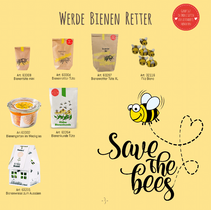 Save the bees, Wunderle Katalog 2019, Bienenrettung, Werde Bienenretter, Bieneretterprodukte