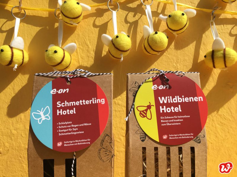 Eon, Schmetterling- und Bienenhotel, individualisiertes Werbegeschenk, was eigenes, Insektenrettung, Filzbienen