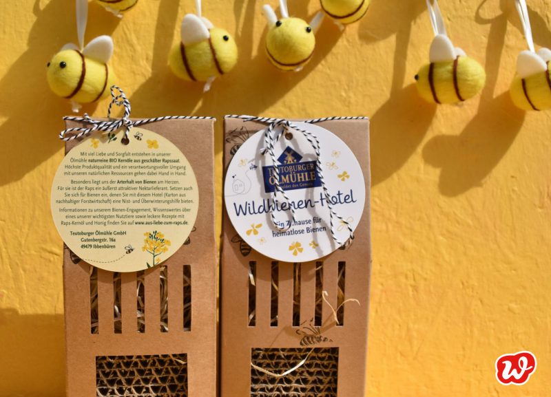 Bienenhotels, Kleine Ölmühle, Die Ölmühle, individualisierte Werbegeschenke, was eigenes Insektenrettung, Filzbienen