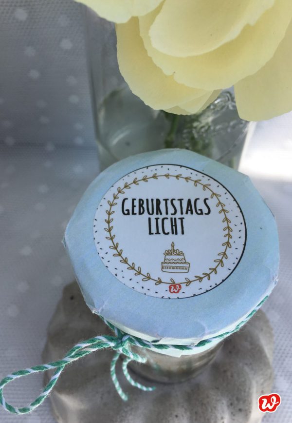 Wunderle, Glück im Glas, Geburtstagslicht, Partylaune, Geschenk, Geschenkideen, gefertigt in Werkstätten für Menschen mit Behinderung