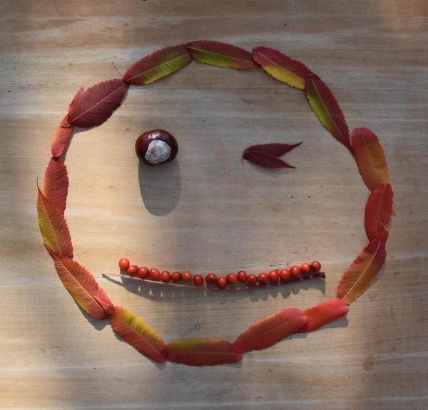 Smiley, Herbstdekoration, DIY, Blinzelauge