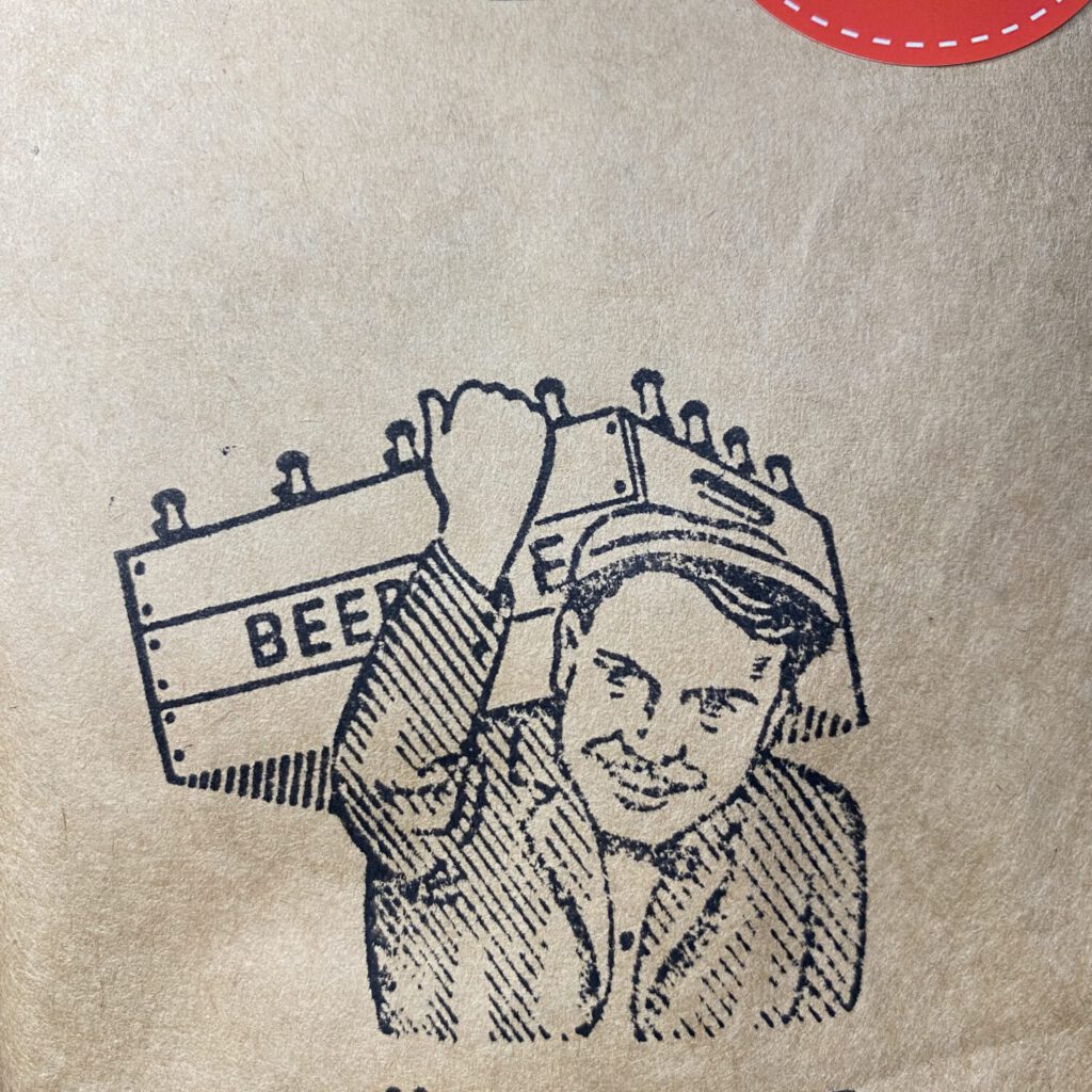 Stempel Mann mit geschulteter Bierkiste