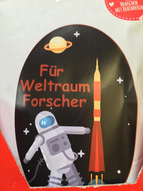 Für Weltraumforscher, Weltall, Raketenstart, Forscher, Wunderle, gefertigt in Wekstätten für behinderte Menschen, Kleinigkeit, Mitbringsel, Überraschung