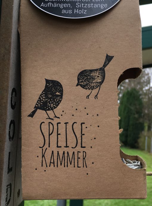 Speisekammer, Wunderle, Einwegvogelfutterhaus, Geschenkideen, Handgestempelt