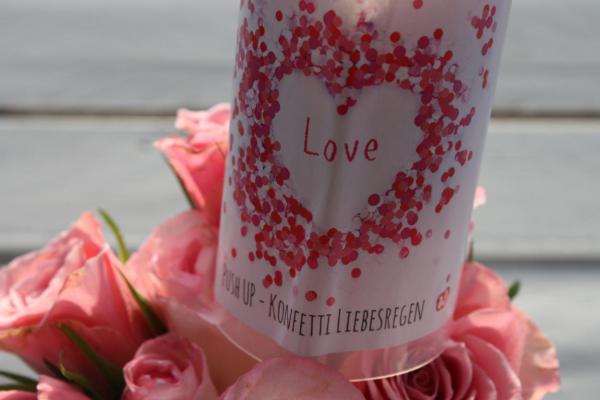 Wunderle, Konfettikanone, Liebe, Love, verliebt, nur die Liebe zählt,Hochzeit, heiraten, Ja-Sager, la vie en rose