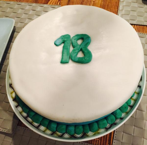 Geburtstagstorte, 18, Happy Birthday, Feierlaune, Selbst gebacken