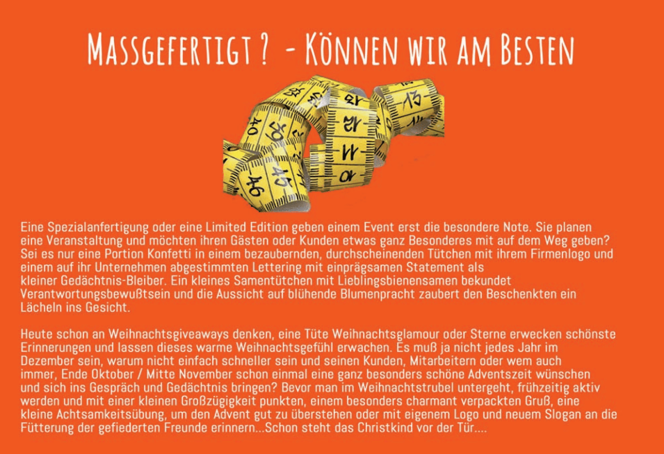 Text Flyer Individualisierung, Massgefertigte Werbegeschenke, PSI Düsseldorf