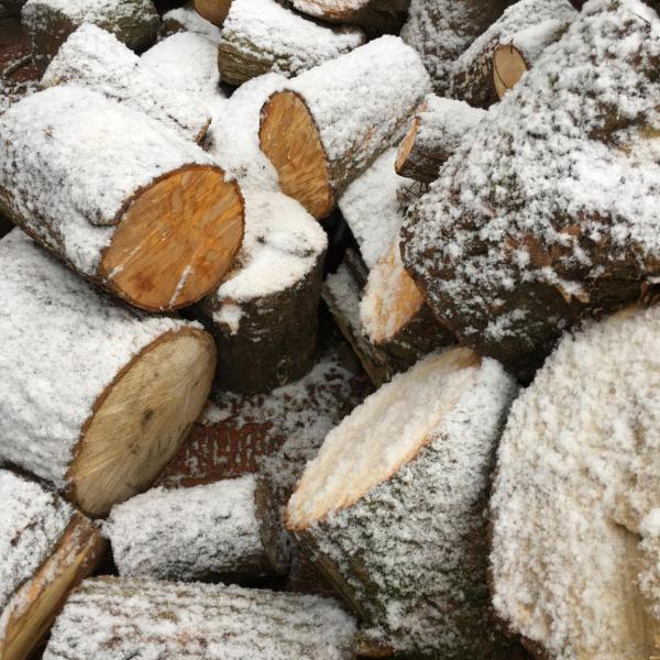 Brennholz, Holz, einheizen, Holz hacken, Schnee, Winter