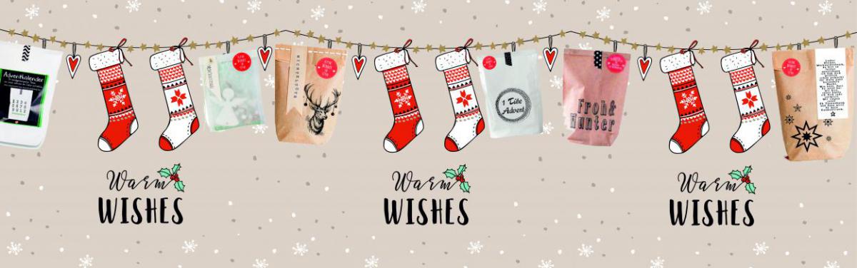 Warm Wishes, Socken, Weihnachten, Wunderle Produkte, Kleinigkeiten, Advent