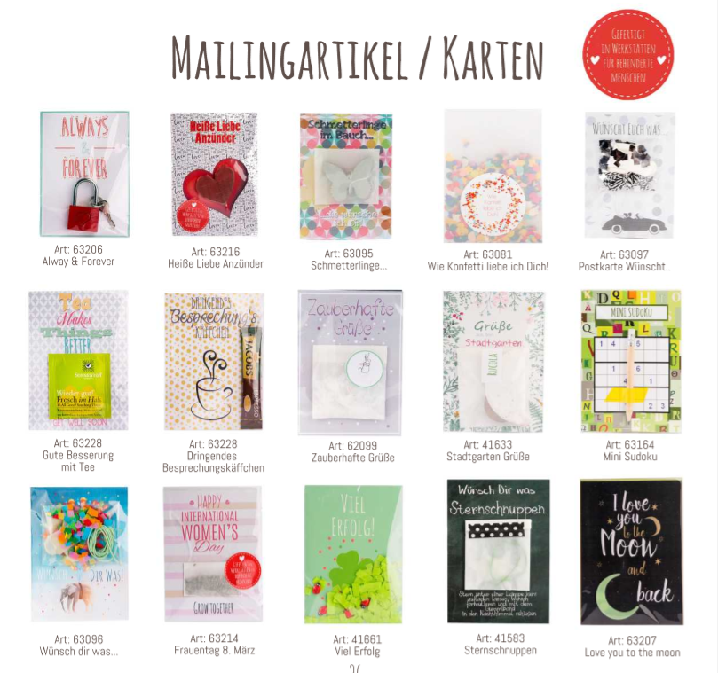 Wunderle Katalog, Shop, Detail, Mailingartikel, Karten