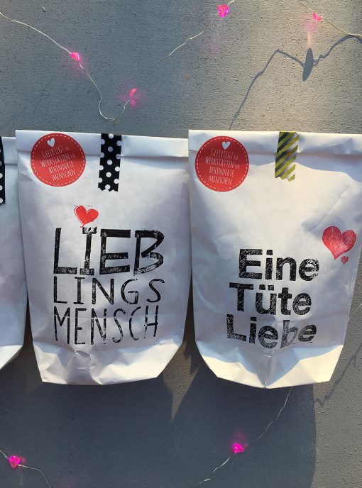 WQunderle, Wundertüte, Geschenkideen, 1 Tüte Liebe, Lieblingsmensch, Valentinstag, Liebe, verliebt, gefertigt in Werkstätten für behinderte Menschen, Mitbringsel