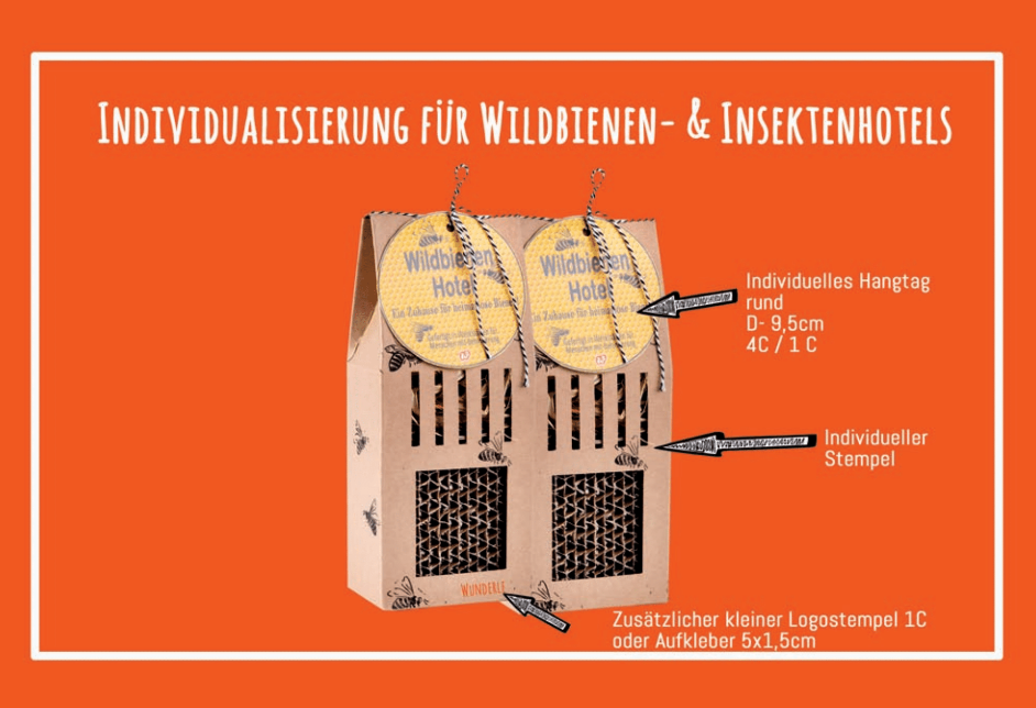 Individualisierung Bienenhaus, ganz auf ihr Unternehmen abgestimmt, Möglichkeiten, massgeschneidert, Wunderle, Bienenrettung, Wunderle, gefertigt in Werkstätten für behinderte Menschen