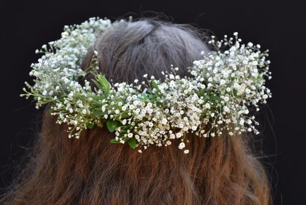 Schleierkrautkranz, Haarkranz, Langhaarmädchen, Sommerglück, Lieblingsblumen, Sommer festhalten