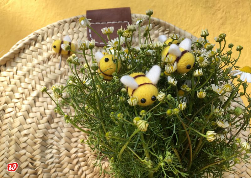 DIY, Filzbiene, Wunderle, Nadel, Save the bees, Reminder, Kamille, Bienenrettung