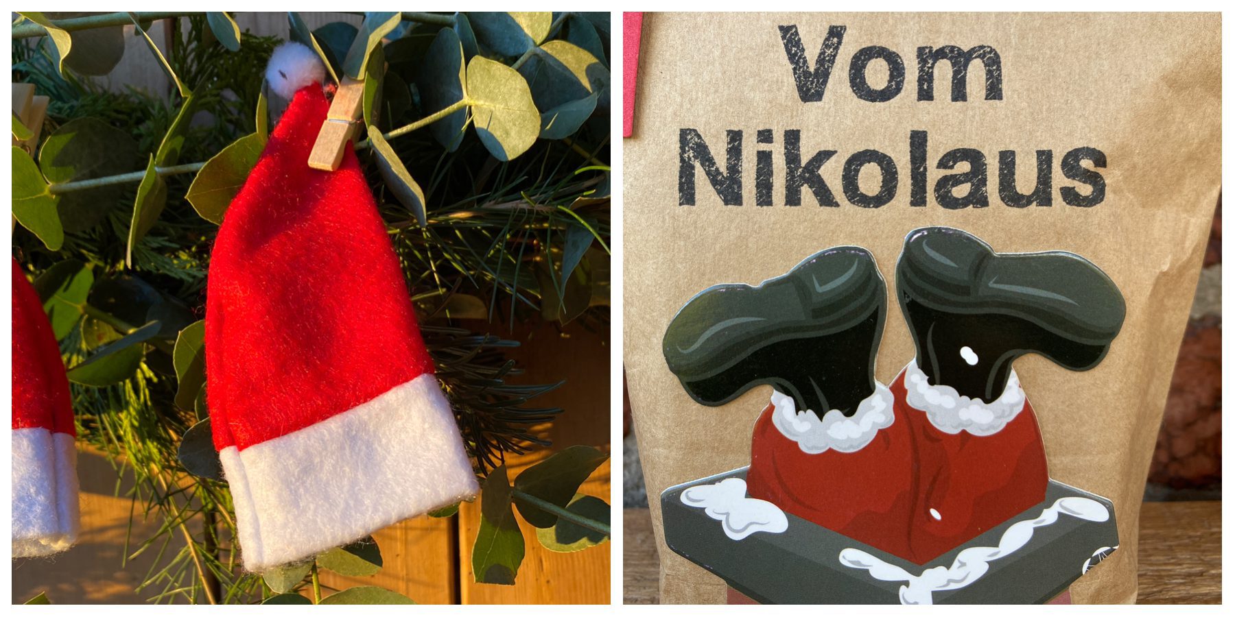 2er Kollage Nikolausmütze und Wundertüte Vom Nikolaus