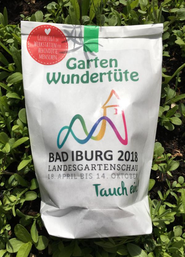 Wunderle Garten Wundertüte, Landesgartenschau Bad Iburg 2018, massgefertigt, Geschenkideen, Gartenliebe, gefertigt in Werkstätten für behinderte Menschen, Geschenke mit emotionalem Mehrwert, Gartenliebe, Sommer, Ausflug