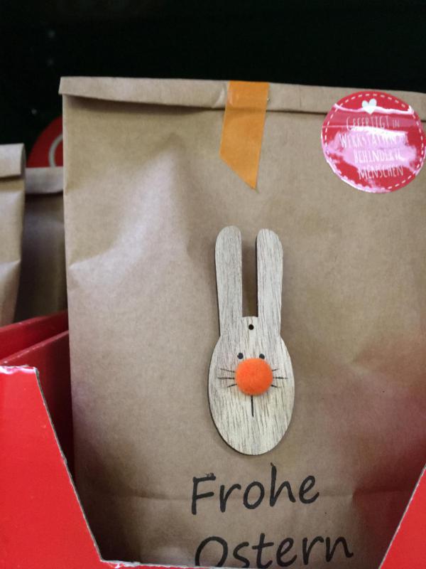 Wunderle, Wundertüte, Frohe Ostern, Osterhase, be my bunny, gefertigt in Werkstätten für behinderte Menschen, Kleinigkeit, Mitbringsel