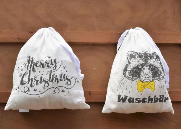 Wunderle, Baumwolltaschen, Waschbär, Merry Christmas, praktisch, Geschenkideen