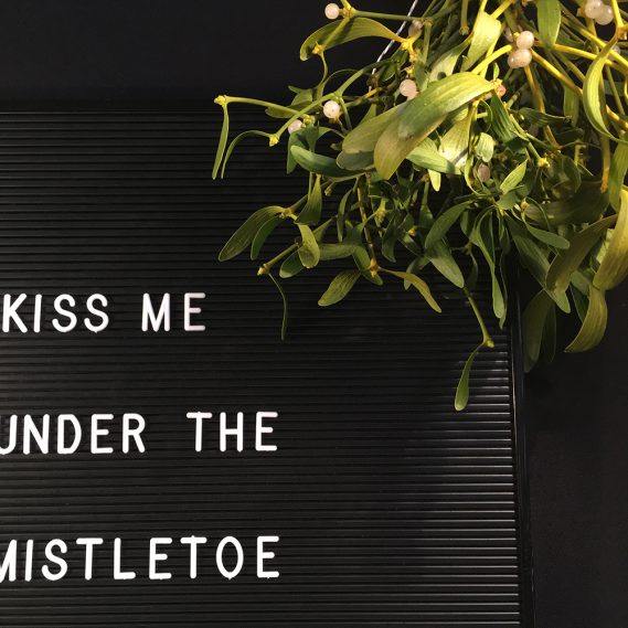 Letterboard, Kiss me under the mistletoe, Mistelzweig, Weihnachtsbrauch, Küssen, Weihnachten