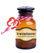 Apothekerflasche, Trostpflaster, trösten, kleine Geste, Geschenkidee, liebvolle Kleinigkeit