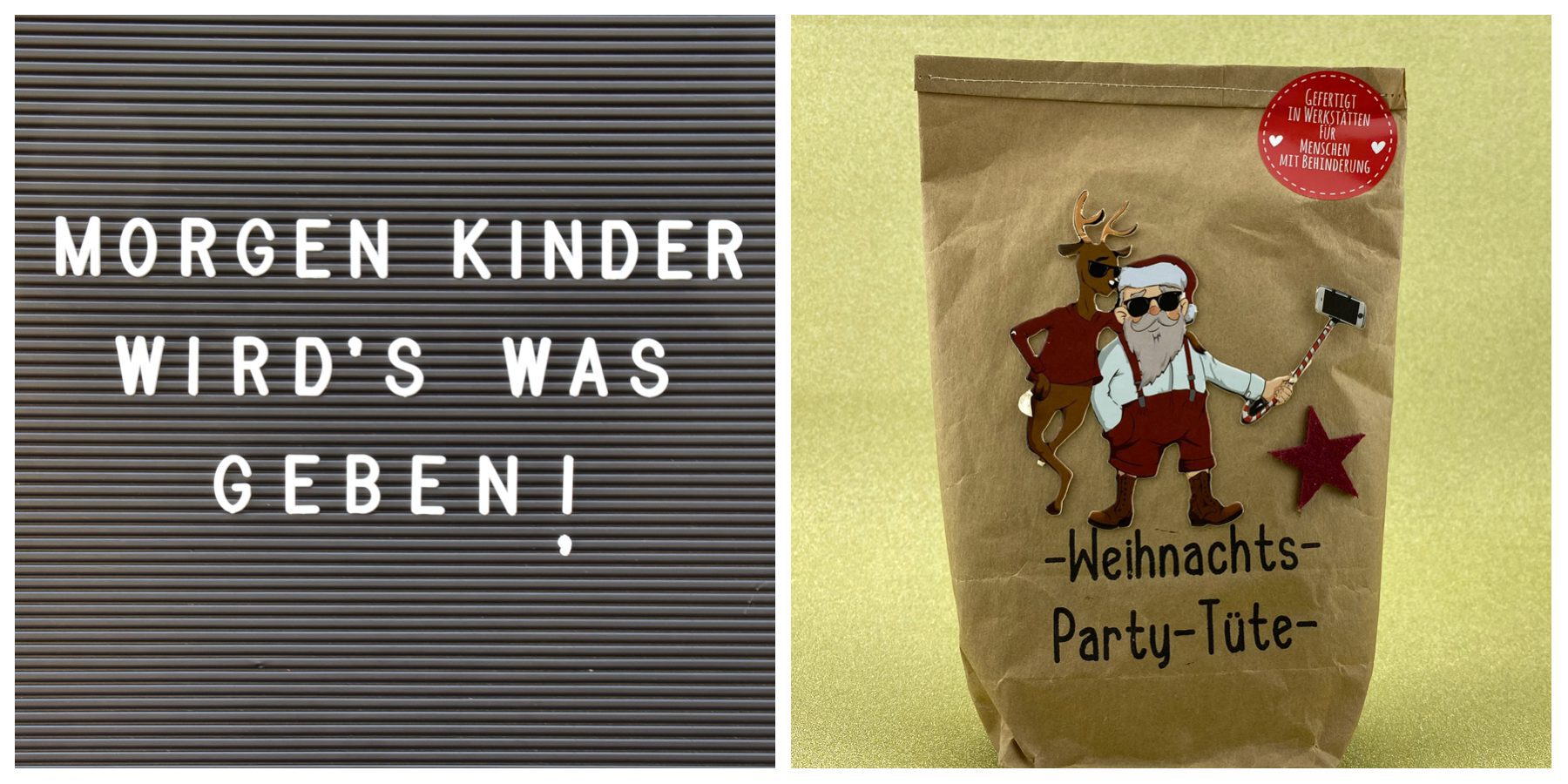 Kollage Quote und Packpapier Wundertüte Weihnachts-Party-Tüte