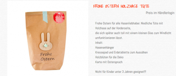 Wunderle, Frohe Ostern Holzhase Tüte, Ostern, Frühling, Geschenk, Holzhase, gefertigt in Werkstätten für Menschen mit Behinderung