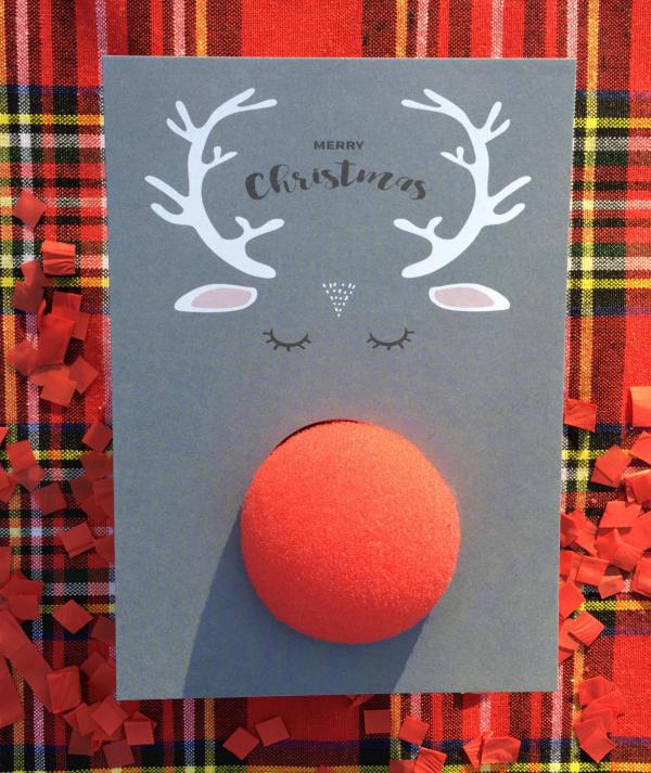 Postkarte, Rote Nase, Merry Christmas, Weihnachten, Advent, herzerwärmende Kleinigkeiten