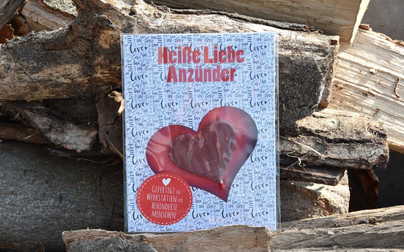 Wunderle Heiße Liebe Anzünder, Feuer entfachen, Geschenkideen, die kleinen Dinge, anzünden, kleine Helerlein, Winterfreunde, gefertigt in Werkstätten für behinderte Menschen