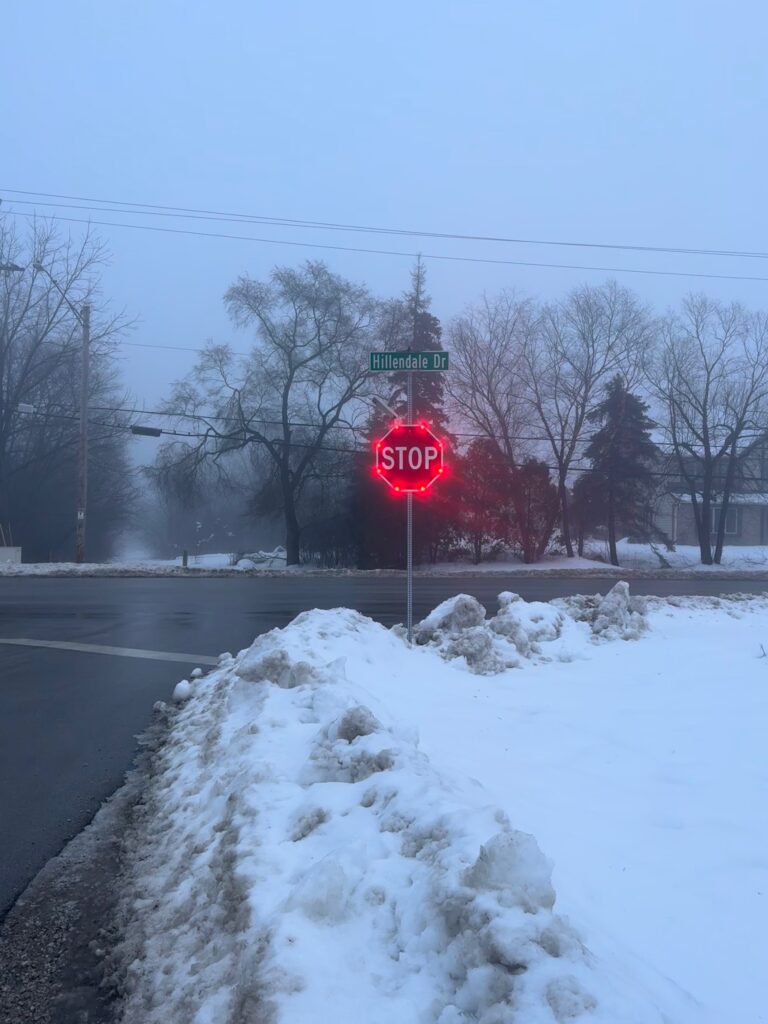 blinking stop sign