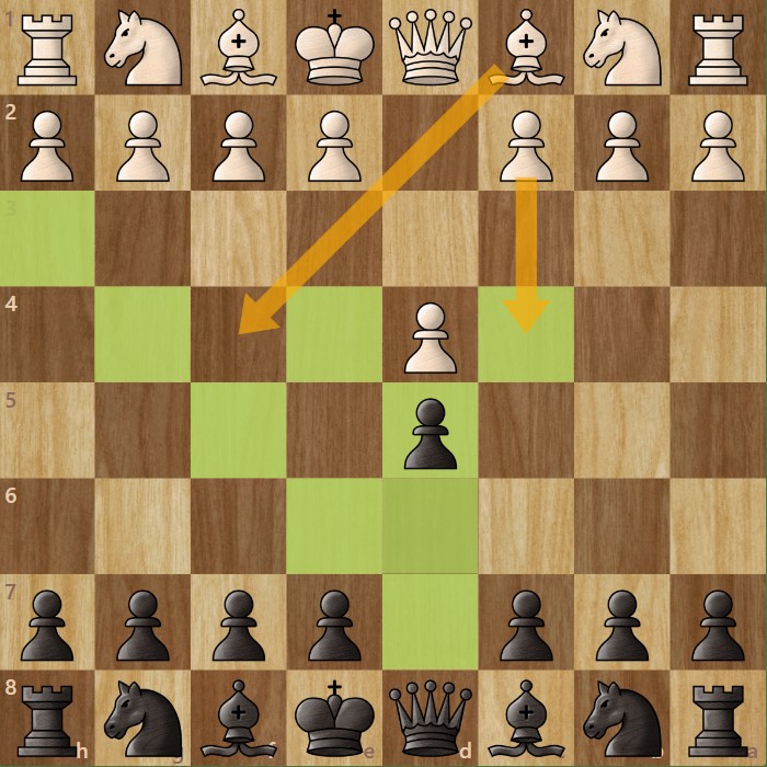 A chessboard diagram showing the chess opening 1. d4 d5.