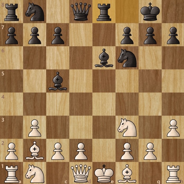A chessboard diagram showing when developing a bishop