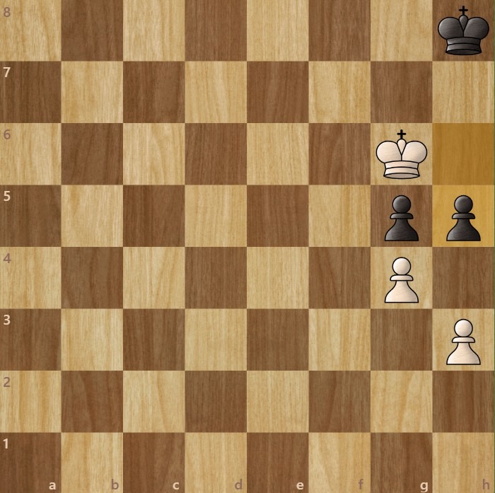 A chessboard diagram with an endgame chess puzzle.