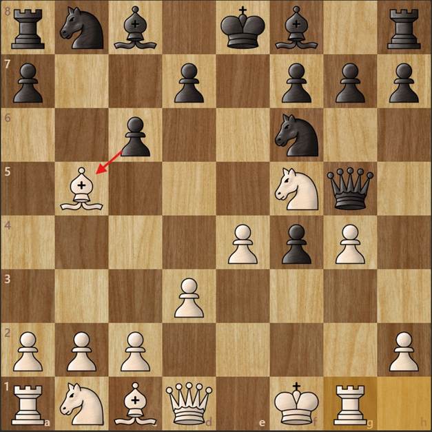 Chess board showing a black pawn taking a white bishop