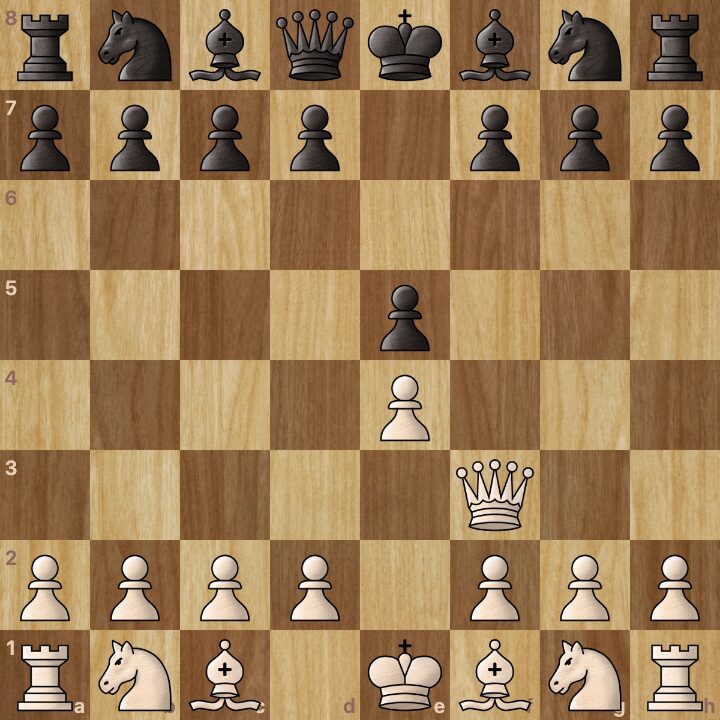 The queen moves out early, setting up a variation of the 4 move checkmate.