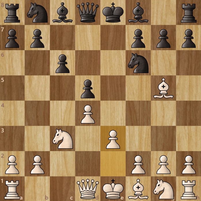 A chessboard diagram showing the QGD Exchange Variation Carlsbad Pawn Structure.