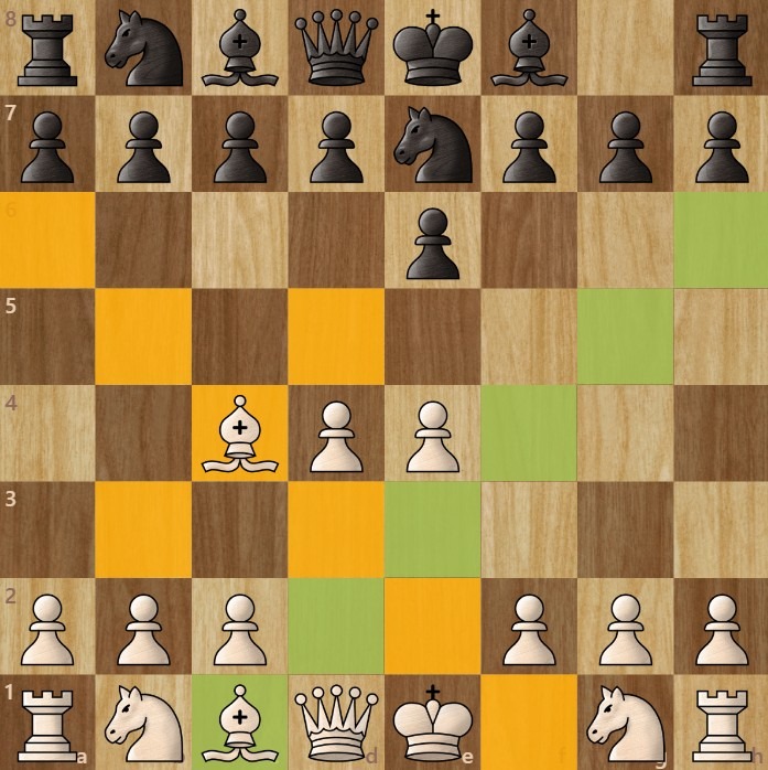 A chessboard diagram showing how bishops can function without moving.