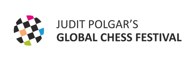 A colorful logo says Judit Polgar's Global Chess Festival