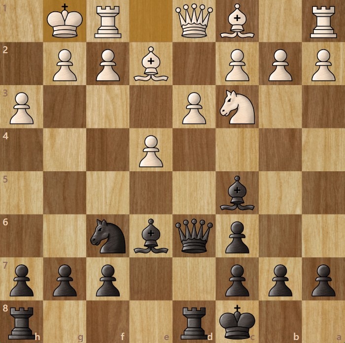 Chessboard diagram showing the Stafford Gambit trap #2